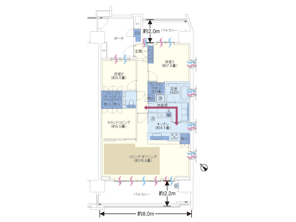 Building structure. D-90G type menu 2 ・ 3LDK + walk-in closet + trunk room occupied area / 91.73 sq m  Balcony area / 26.39 sq m  Porch area / 10.90 sq m  Trunk room area / 0.72 sq m