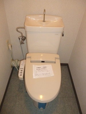 Toilet. Wash warm toilet seat is (equipment subject) with a toilet.