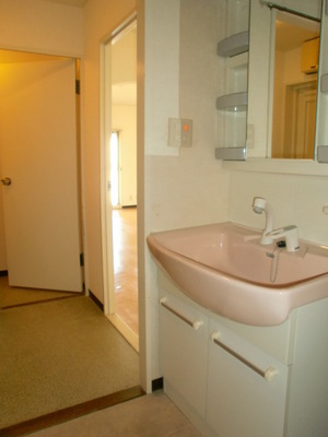 Washroom. ◇ is a wash basin with a dresser!