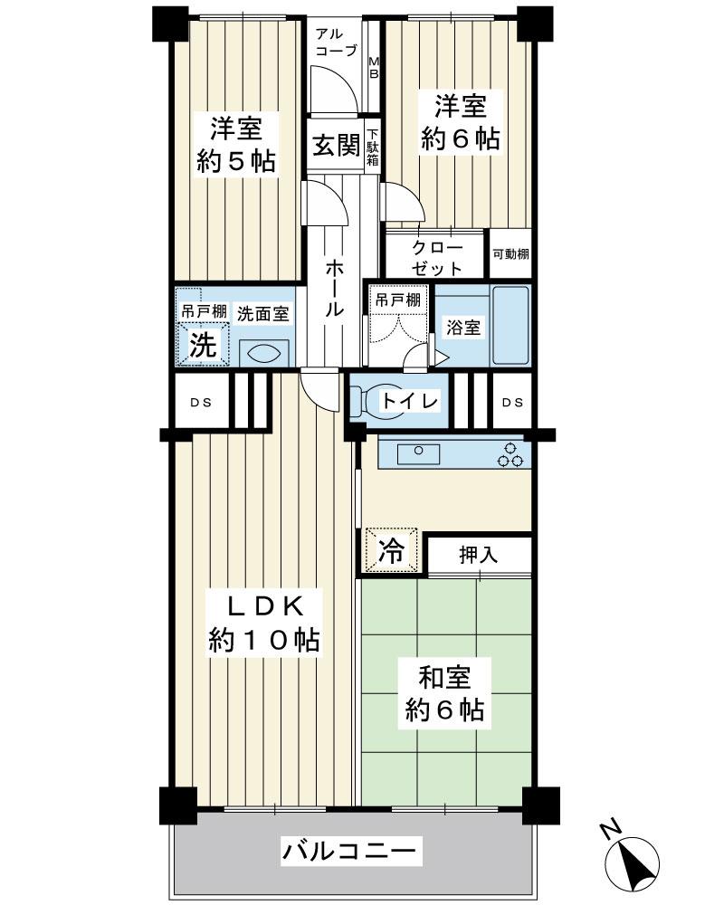 Floor plan. 3LDK, Price 15.8 million yen, Occupied area 72.21 sq m , 3LDK the renovation of the balcony area 9 sq m commitment has been construction