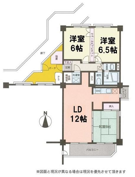 Floor plan. 3LDK, Price 16 million yen, Occupied area 77.29 sq m , Balcony area 8.7 sq m