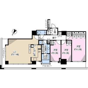 Floor plan. 3LDK, Price 43,800,000 yen, Occupied area 96.08 sq m , Balcony area 24.34 sq m