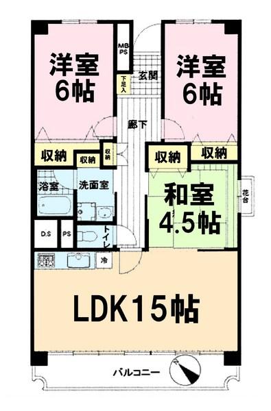 Floor plan. 3LDK, Price 12.8 million yen, Occupied area 78.26 sq m , Balcony area 9.36 sq m