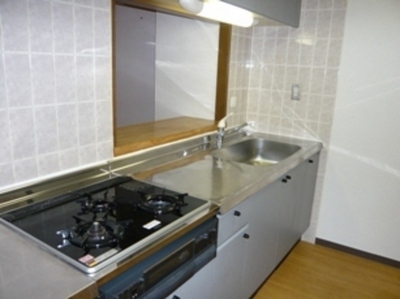 Kitchen. Convenient 3-neck gas stove of the system kitchen make anything dishes at the same time