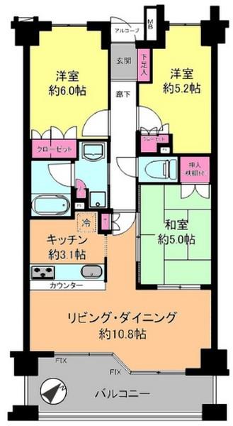 Floor plan. 3LDK, Price 21,800,000 yen, Occupied area 63.85 sq m , If the balcony area 10.4 sq m drawings and the present situation is different will honor the current state