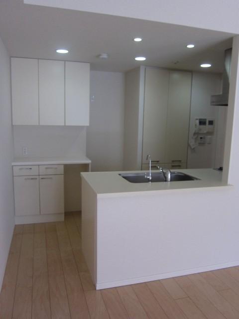 Kitchen. It is an open type of counter kitchen.