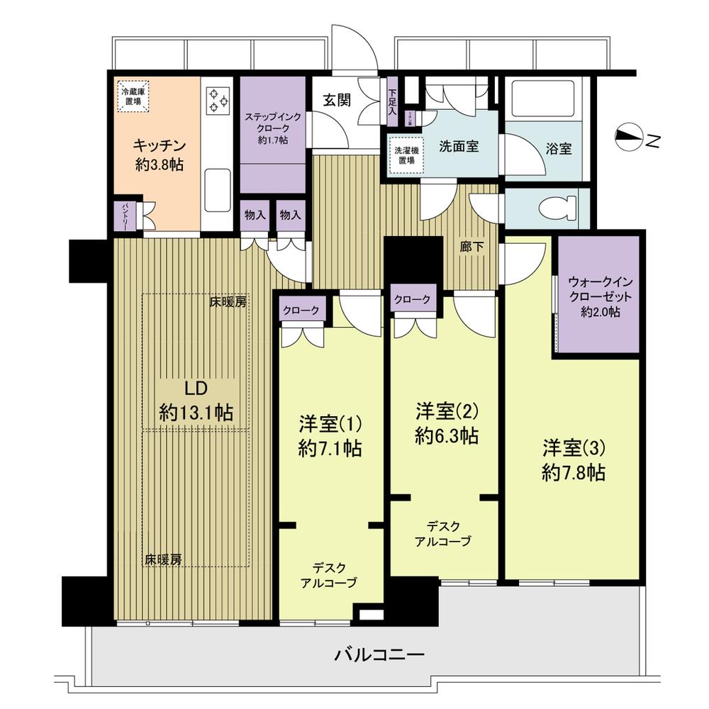 Floor plan. 3LDK, Price 44,900,000 yen, Occupied area 89.67 sq m , Balcony area 14.49 sq m 89.67 sq m  ・ 3LDK