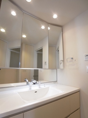 Washroom. You can get dressed slowly in a separate wash basin of the three-sided mirror