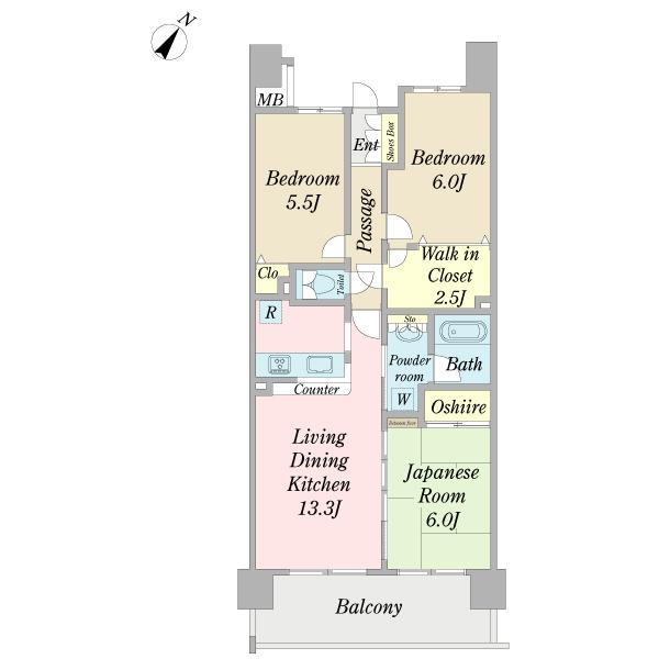 Floor plan. 3LDK, Price 21,800,000 yen, Occupied area 70.22 sq m , Balcony area 10.8 sq m