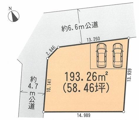 Compartment figure. Land price 9.8 million yen, Land area 193.26 sq m