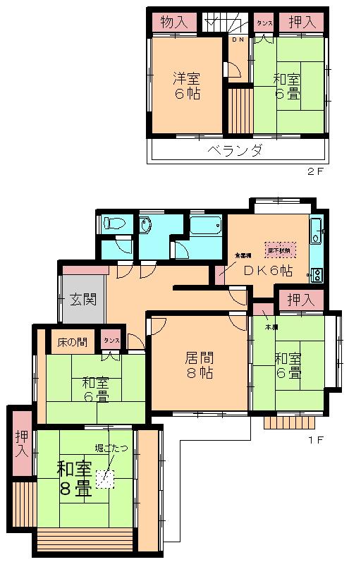 Floor plan. 22,800,000 yen, 6DK, Land area 197.97 sq m , Building area 119.37 sq m