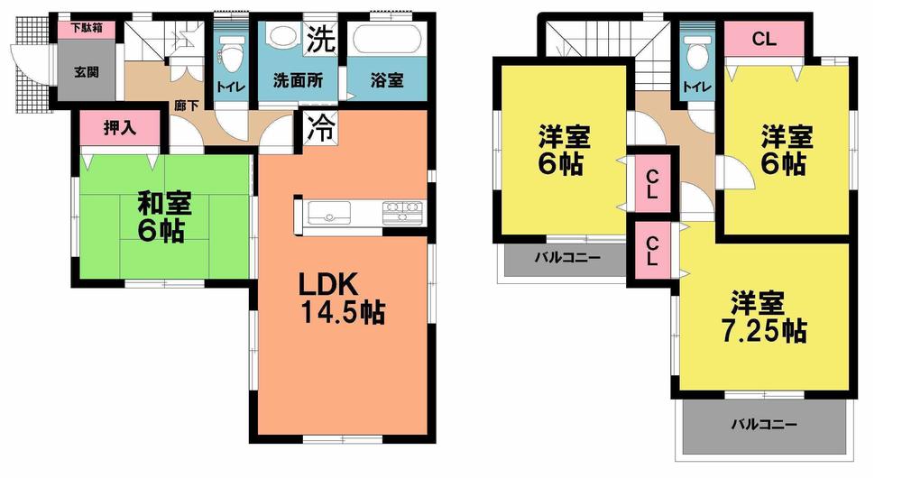 Floor plan. 24.4 million yen, 4LDK, Land area 118 sq m , Building area 96.05 sq m 1 Building floor plan