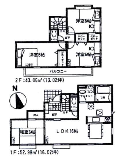 Floor plan. 21,800,000 yen, 4LDK, Land area 135.11 sq m , Building area 96.05 sq m