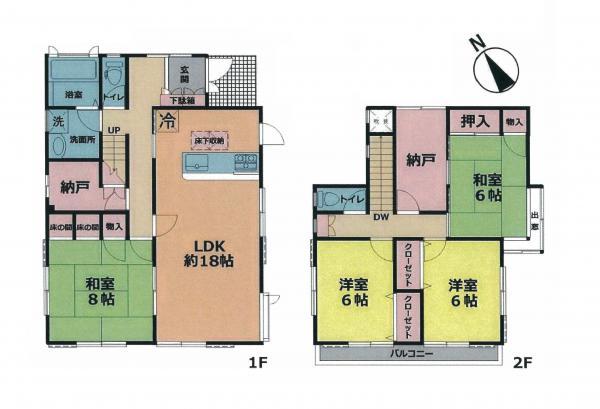 Floor plan. 21.5 million yen, 4LDK+2S, Land area 164.2 sq m , Building area 120.07 sq m