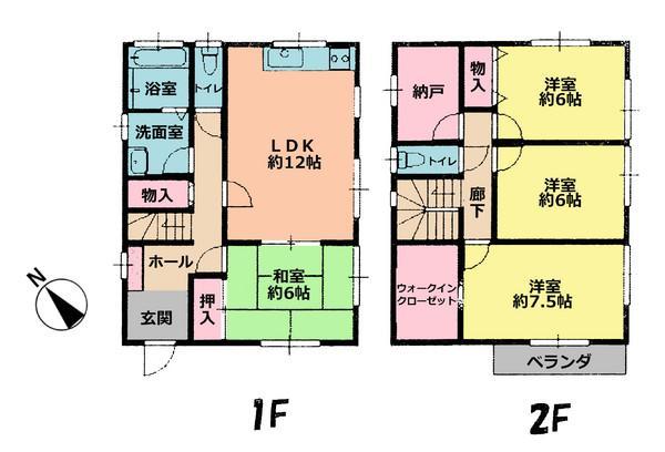 Floor plan. 22,800,000 yen, 4LDK, Land area 134.01 sq m , Building area 104.34 sq m