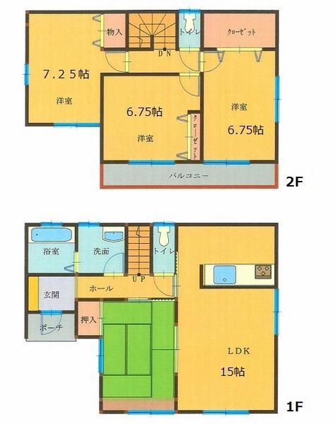 Floor plan. 24,800,000 yen, 4LDK, Land area 225.13 sq m , Building area 99.36 sq m
