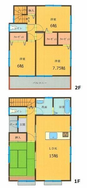 Floor plan. 23.8 million yen, 4LDK, Land area 134.03 sq m , Building area 99.78 sq m