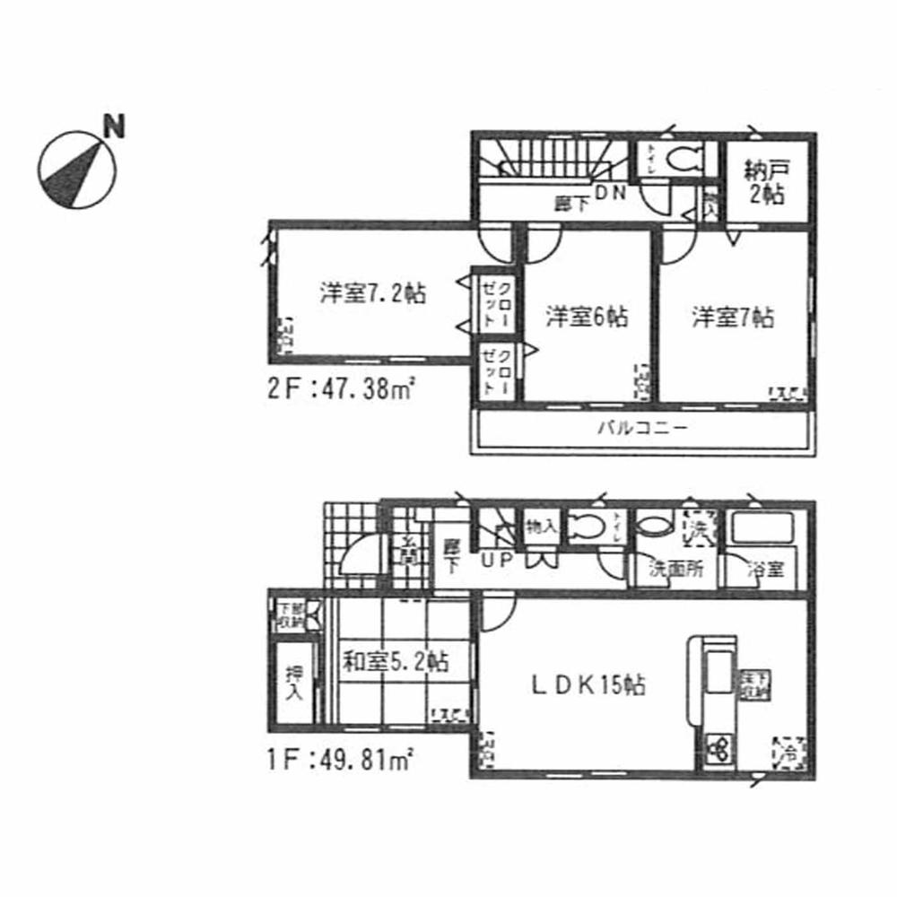 Floor plan. (3 Building), Price 18,800,000 yen, 4LDK+S, Land area 138.66 sq m , Building area 97.19 sq m