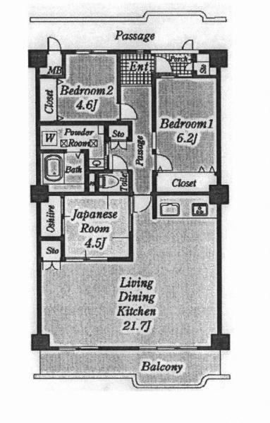 Floor plan. 3LDK, Price 14.8 million yen, Occupied area 86.82 sq m , Balcony area 8.93 sq m