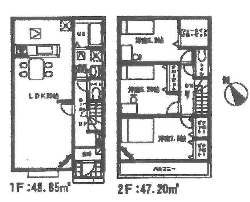 Floor plan. (Building 2), Price 26,900,000 yen, 3LDK+S, Land area 123.77 sq m , Building area 96.05 sq m