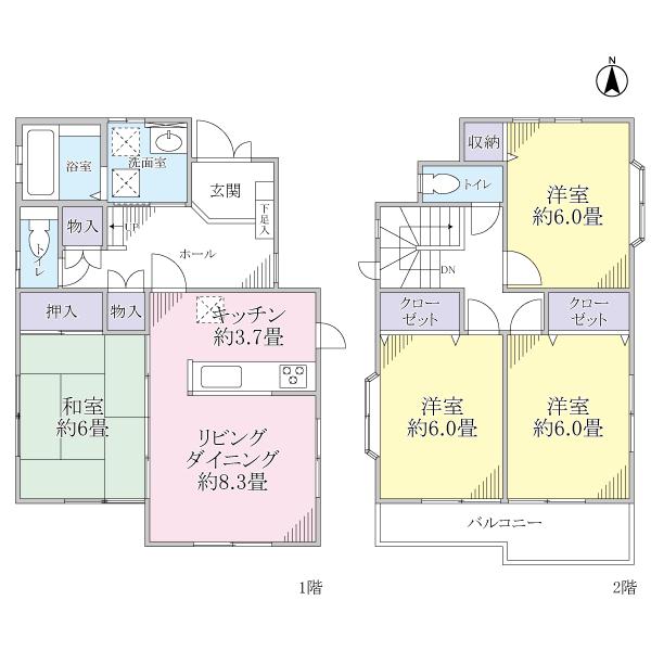 Floor plan. 13.5 million yen, 4LDK, Land area 171.93 sq m , Building area 92.74 sq m