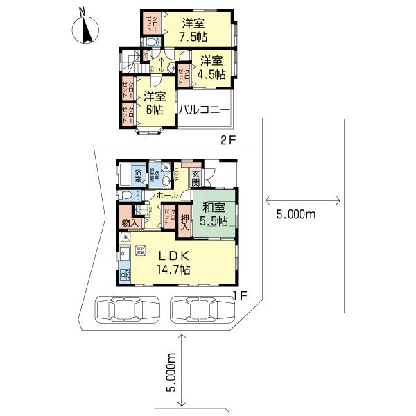 Floor plan. 15.8 million yen, 4LDK, Land area 117.43 sq m , Building area 101.7 sq m