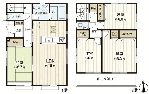 Floor plan. 24,800,000 yen, 4LDK, Land area 134.04 sq m , Building area 99.78 sq m