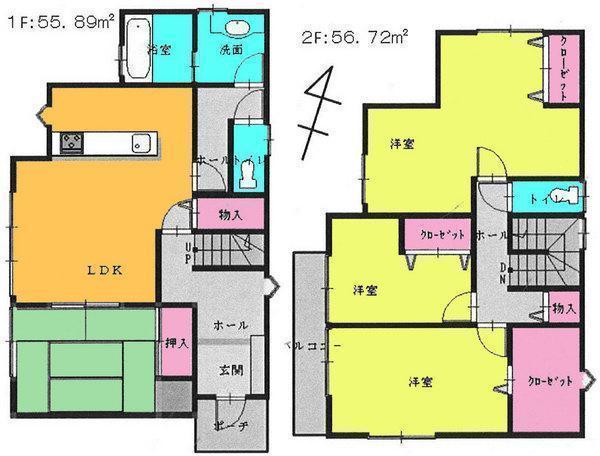 Floor plan. 19,800,000 yen, 4LDK, Land area 158.57 sq m , Building area 112.61 sq m floor plan