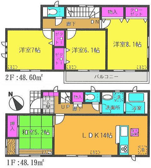 Floor plan. 17.8 million yen, 4LDK, Land area 143.09 sq m , Building area 96.79 sq m