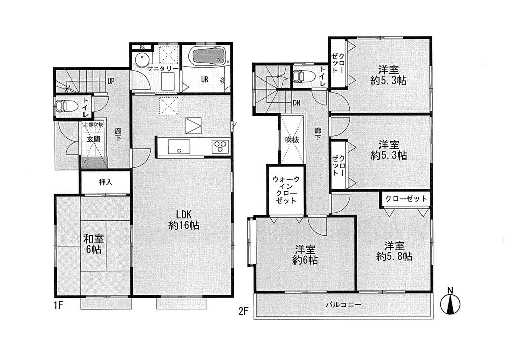 Floor plan. 24,800,000 yen, 5LDK, Land area 138.97 sq m , Building area 104.33 sq m