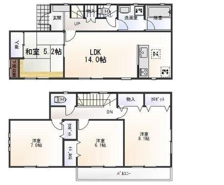 Floor plan. 17.8 million yen, 4LDK, Land area 140.09 sq m , It is a building area of ​​96.79 sq m floor plan
