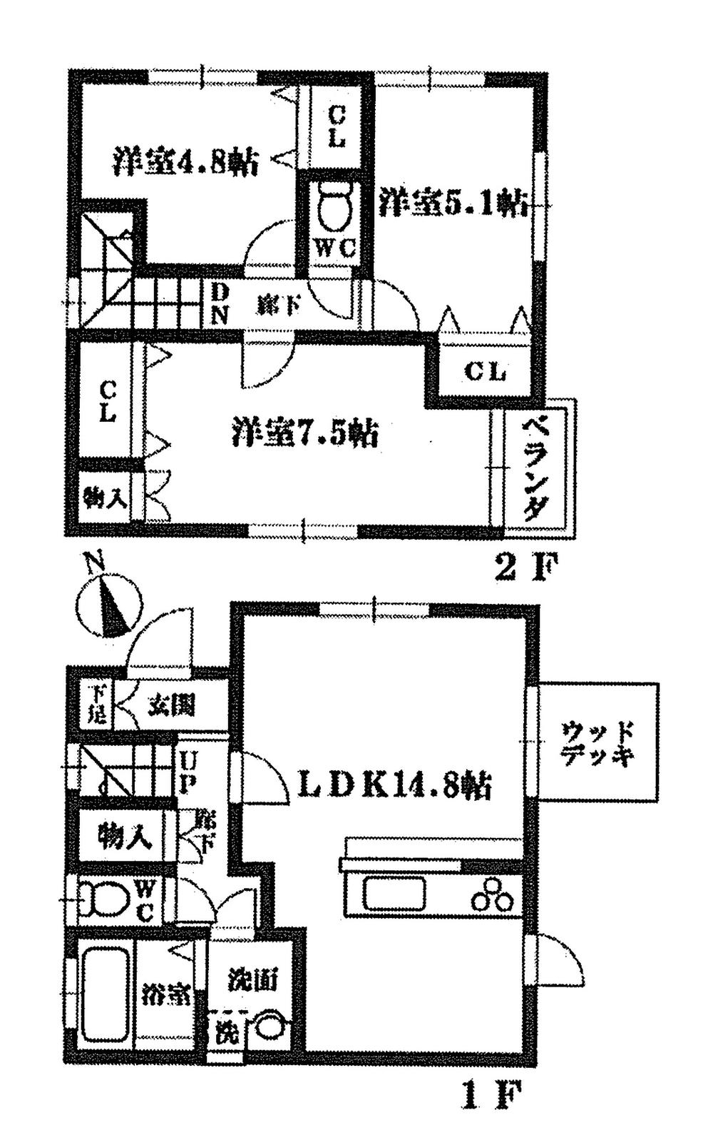 Floor plan. 19,800,000 yen, 3LDK, Land area 132.3 sq m , Building area 78.24 sq m