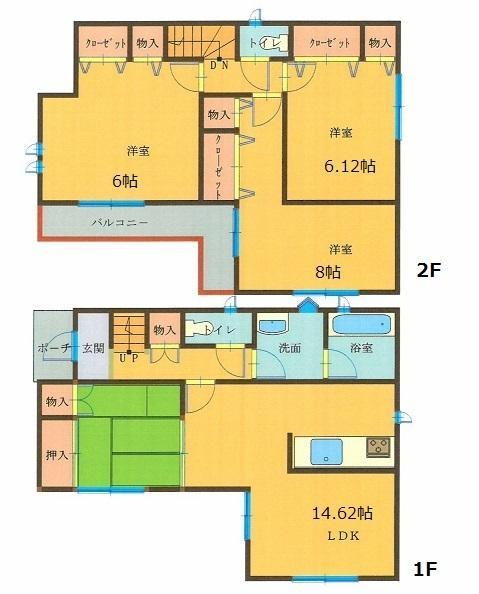 Floor plan. 15.8 million yen, 4LDK, Land area 115.33 sq m , Building area 95.98 sq m