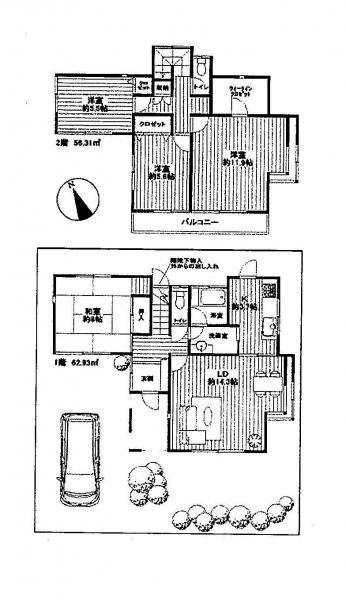 Floor plan. 19,800,000 yen, 4LDK, Land area 184.45 sq m , Building area 119.24 sq m