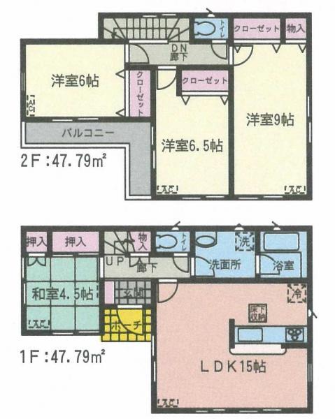 Floor plan. 17.8 million yen, 4LDK, Land area 128.8 sq m , Building area 95.58 sq m