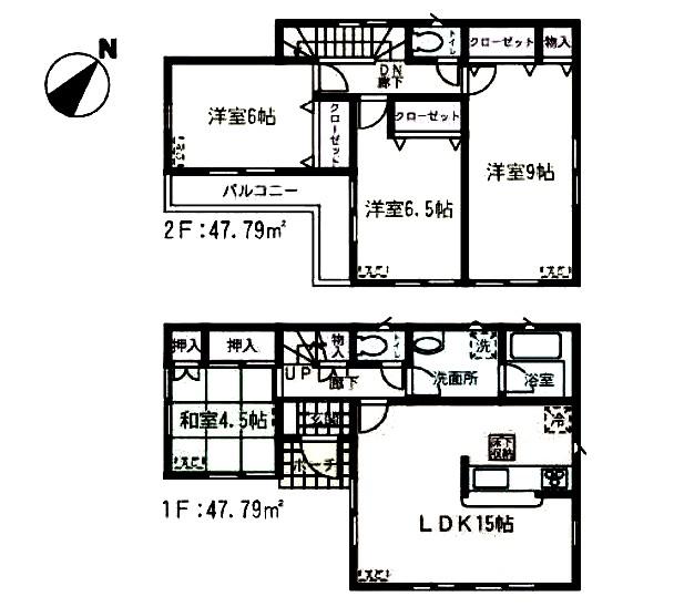 Floor plan. (Building 2), Price 17.8 million yen, 4LDK, Land area 128.8 sq m , Building area 95.58 sq m