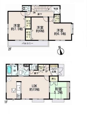 Floor plan. 21,800,000 yen, 4LDK, Land area 135.1 sq m , It is a building area of ​​95.63 sq m floor plan