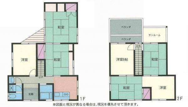 Floor plan. 8.8 million yen, 7K, Land area 126 sq m , Building area 60.31 sq m