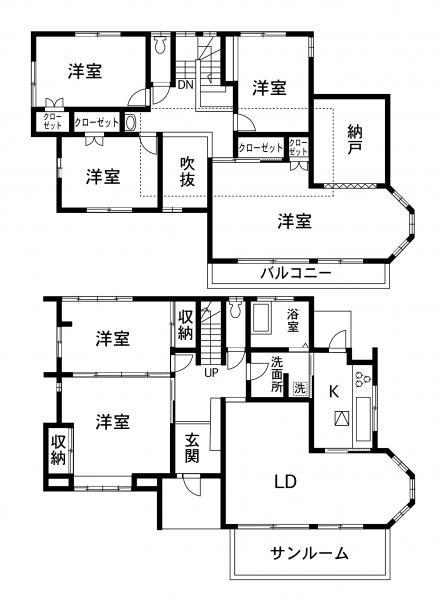 Floor plan. 22.5 million yen, 6LDK+S, Land area 250.13 sq m , Building area 154.96 sq m