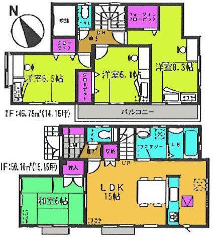 Floor plan. 22,800,000 yen, 4LDK, Land area 135 sq m , Building area 96.88 sq m