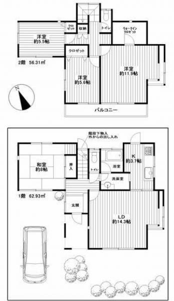 Floor plan. 18.9 million yen, 4LDK, Land area 184.45 sq m , Building area 119.24 sq m