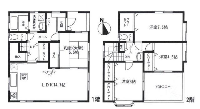 Floor plan. 18,800,000 yen, 4LDK, Land area 117.43 sq m , Building area 101.7 sq m