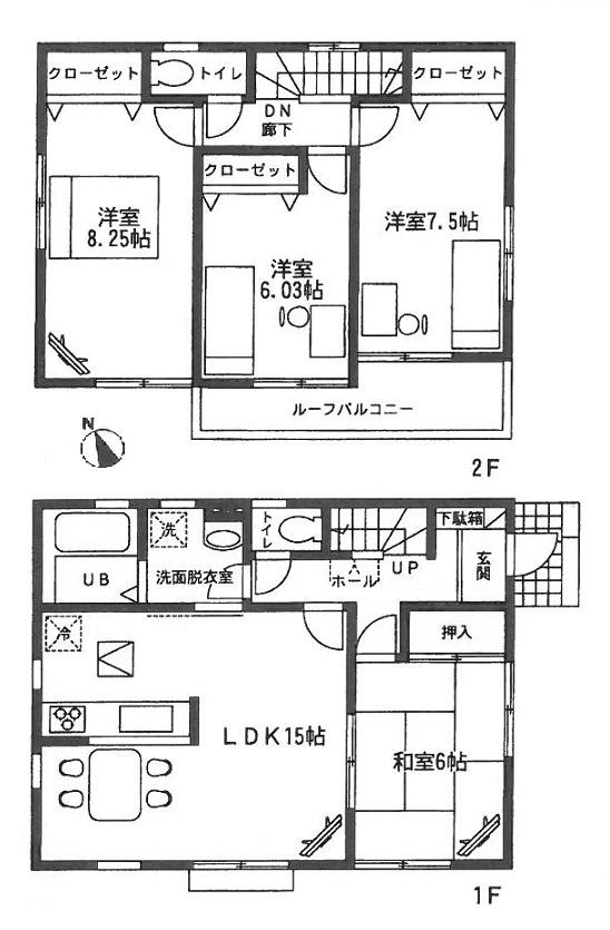 Floor plan. 23.8 million yen, 4LDK, Land area 112.19 sq m , Building area 99.37 sq m 1 Building