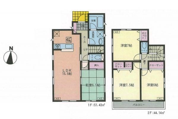 Floor plan. 24,800,000 yen, 4LDK, Land area 120.9 sq m , Building area 95.57 sq m