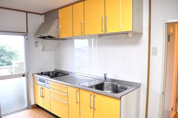 Kitchen. System kitchen with storage plenty of 3-burner grill