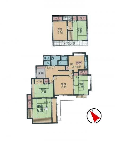 Floor plan. 22,800,000 yen, 6DK, Land area 197.97 sq m , Building area 119.37 sq m