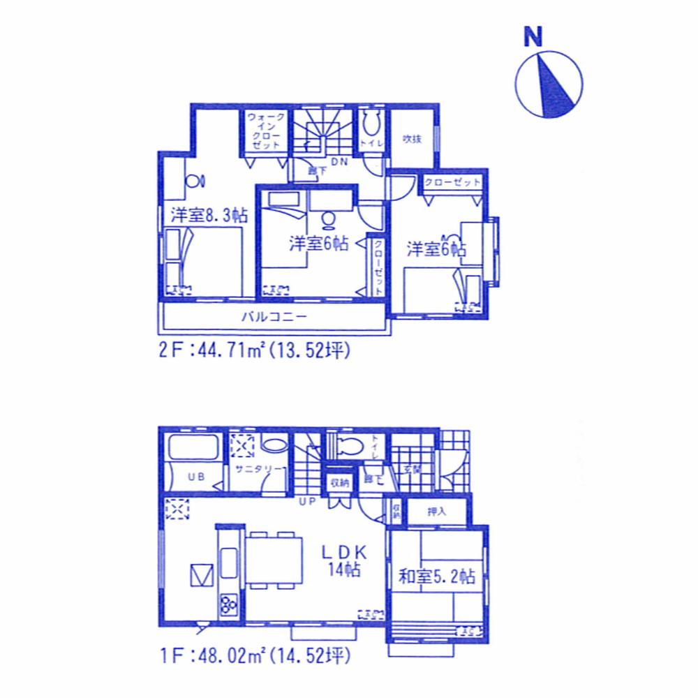Floor plan. (1 Building), Price 21,800,000 yen, 4LDK+S, Land area 135.03 sq m , Building area 92.73 sq m
