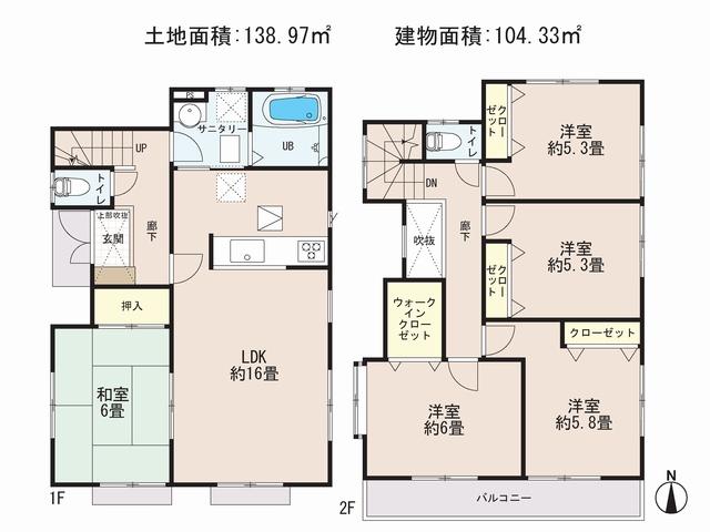 Floor plan. (8 Building), Price 24,800,000 yen, 5LDK, Land area 138.97 sq m , Building area 104.33 sq m