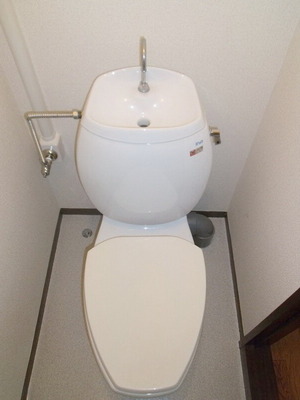 Toilet. Happy bus toilet by