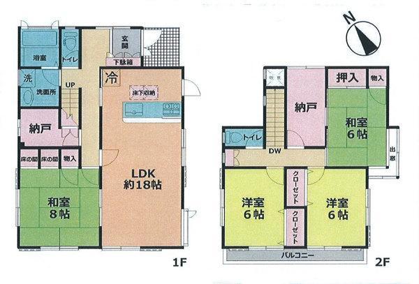 Floor plan. 21.5 million yen, 4LDK+S, Land area 164.2 sq m , Building area 120.07 sq m